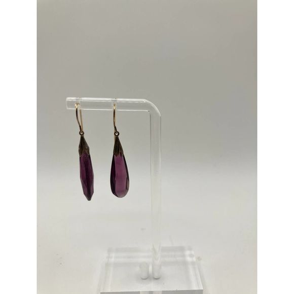Amethyst Quartz Long Teardrop Dangle Boho 1.75 Inch Earrings! - Picture 4 of 8